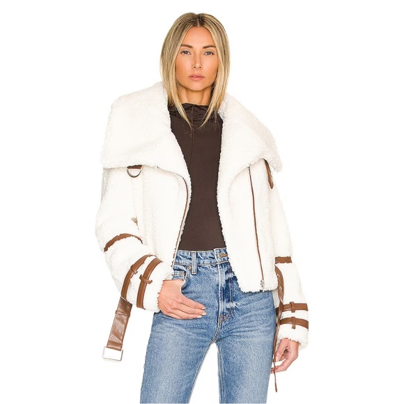 Tularosa | Jackets & Coats | Tularosa Bailey Moto Sherpa Jacket In Vanilla Bean | Poshmark